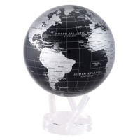 Mova Globe 8.5" SBE Large Self Rotating Black and Silver Metallic 894220000755  183192228957